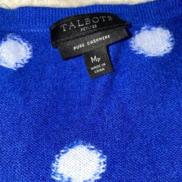 Talbots Cashmere Blue Polka Dot Sweater (SW2) - Picture 3 of 5